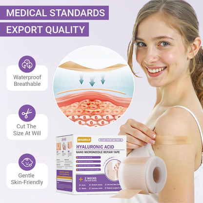 ✅Official Store |SEAGRIL® Hyaluronic Acid Nano Microneedle Repair Tape🏥(Treatment of old and new scars, reduction of surgical scars, stretch marks, keloids, acne, burns, warts, dermatomes and varicose veins)
